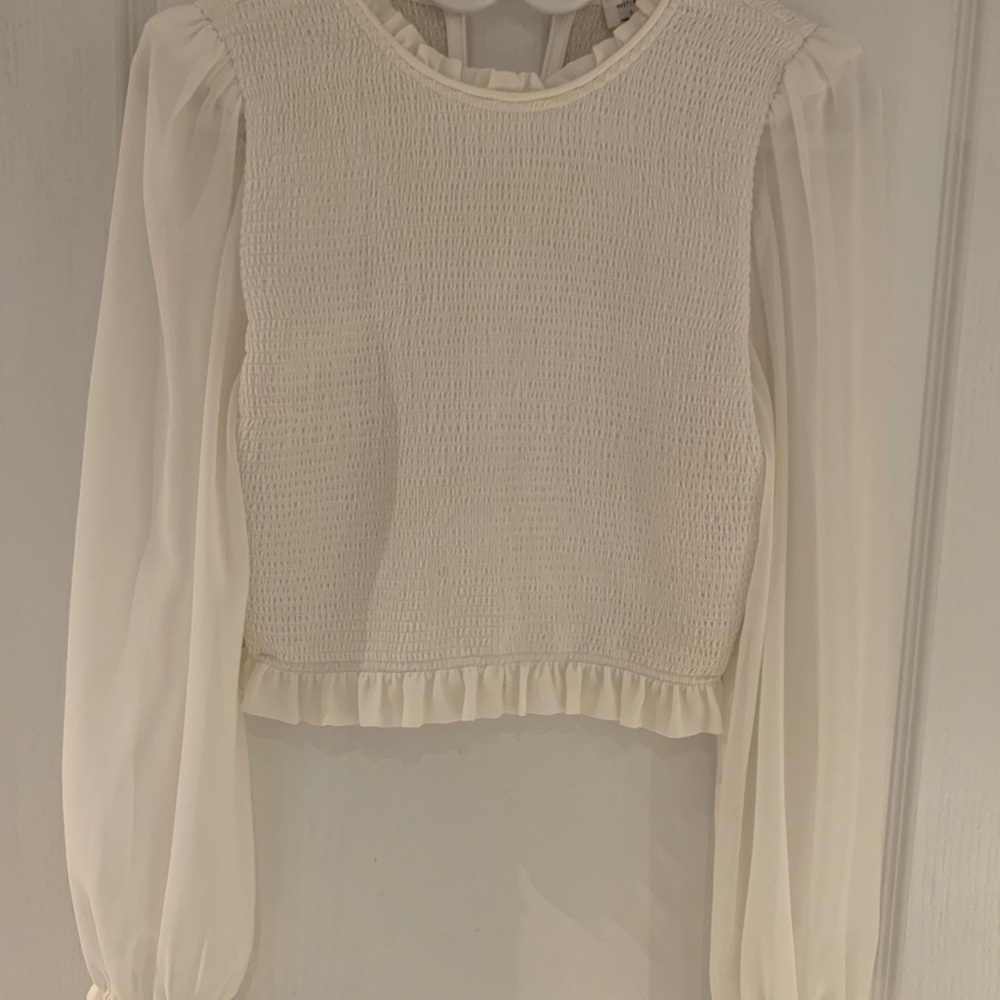 Wilfred Cream Puff Sleeve Crop Blouse